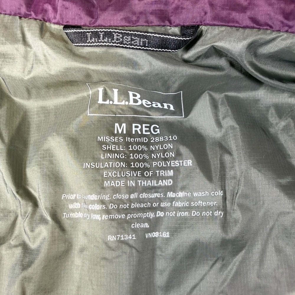 L.L. Bean PrimaLoft Packaway Puffer Vest Women's Size Med Purple Full Zip - Picture 5 of 7